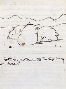 Trois petits cochons (encre sur papier) - Edward Burne Jones